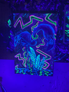 "Natural Hue" UV reactive hand embellished print