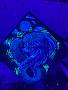"The Great Ecdysis" UV reactive hand embellished print
